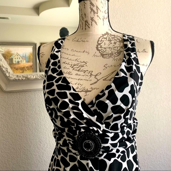 VTG 90s Black and white Print Summer Dress - Picture 2 of 10